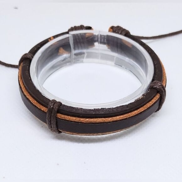None Other - Men's Leather Bracelet Layered Brown‎ f5